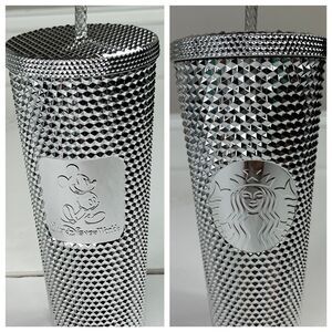 Disney Parks 100th Anniversary Mickey Silver Studded Starbucks Tumbler Cup